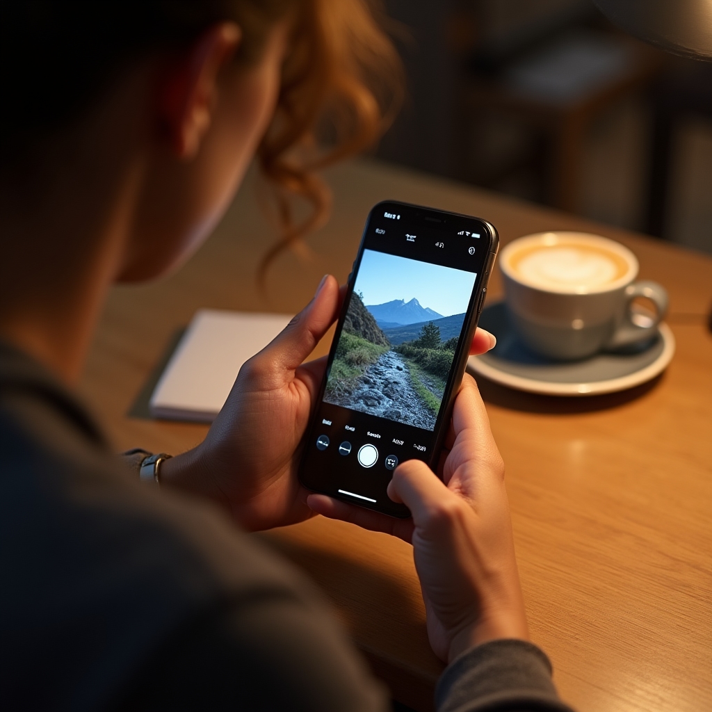 Persona editando fotografías en aplicación móvil gratuita